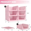 image:imagePinkpum Green Boy Closet Organizers and Storage Stackable Plastic Drawer Basket for Clothing Stackable Storage Bins Shelf Storage Container for Rv Closet Wardrobe Bedroom Bathroom Playroom Man 6 PackLight Pink