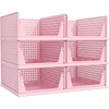 image:imagePinkpum Green Boy Closet Organizers and Storage Stackable Plastic Drawer Basket for Clothing Stackable Storage Bins Shelf Storage Container for Rv Closet Wardrobe Bedroom Bathroom Playroom Man 6 PackLight Pink