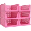 image:imagePinkpum Green Boy Closet Organizers and Storage Stackable Plastic Drawer Basket for Clothing Stackable Storage Bins Shelf Storage Container for Rv Closet Wardrobe Bedroom Bathroom Playroom Man 6 PackPink