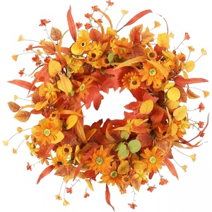image:image20 Fall Wreath Autumn Wreath Thanksgiving Artificial Daisy Wall Decor Frount Door Farmhouse Home Porch Outdoor Indoor Holiday Harvest Decor