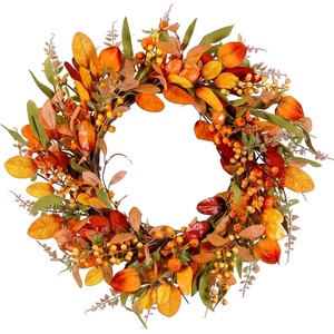 image:image20 Fall Wreath Autumn Wreath Thanksgiving Artificial Pumpkin Wall Decor Frount Door Farmhouse Home Porch Outdoor Indoor Holiday Harvest Decor