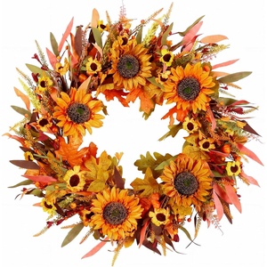 image:image22 Fall Wreath Autumn Wreath Thanksgiving Artificial Sunflower Wall Decor Frount Door Farmhouse Home Porch Outdoor Indoor Holiday Harvest Decor