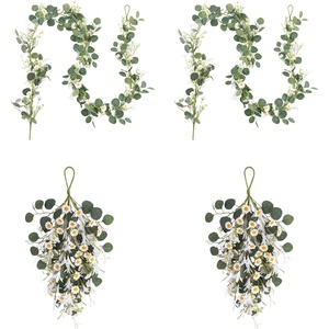 image:imagePinkpum 20 Eucalyptus Wreath for Front Door Porch Window  Green Decor for Home Farmhouse  Spring Summer Fall All Seasons Fluffy VersionWhite Set 3