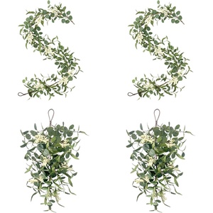 image:imagePinkpum 20 Eucalyptus Wreath for Front Door Porch Window  Green Decor for Home Farmhouse  Spring Summer Fall All Seasons Fluffy VersionWhite Set 5