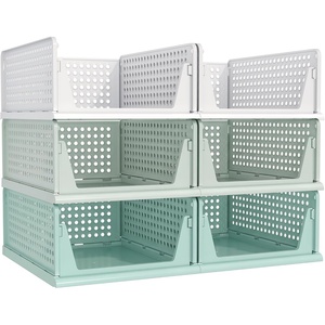 image:imagePinkpum Green Boy Closet Organizers and Storage Stackable Plastic Drawer Basket for Clothing Stackable Storage Bins Shelf Storage Container for Rv Closet Wardrobe Bedroom Bathroom Playroom Man 6 PackWhitegreen