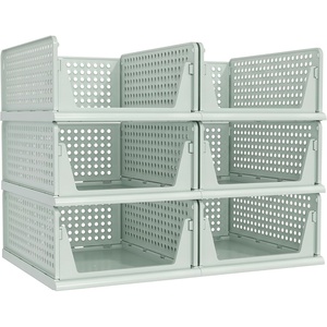 image:imagePinkpum Green Boy Closet Organizers and Storage Stackable Plastic Drawer Basket for Clothing Stackable Storage Bins Shelf Storage Container for Rv Closet Wardrobe Bedroom Bathroom Playroom Man 6 PackLight Green