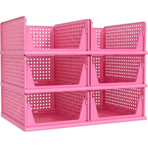 image:imagePinkpum Green Boy Closet Organizers and Storage Stackable Plastic Drawer Basket for Clothing Stackable Storage Bins Shelf Storage Container for Rv Closet Wardrobe Bedroom Bathroom Playroom Man 6 PackPink