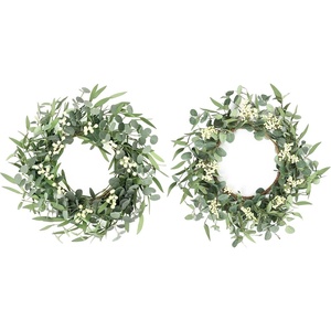 image:imagePinkpum 20 Eucalyptus Wreath for Front Door Porch Window  Green Decor for Home Farmhouse  Spring Summer Fall All Seasons