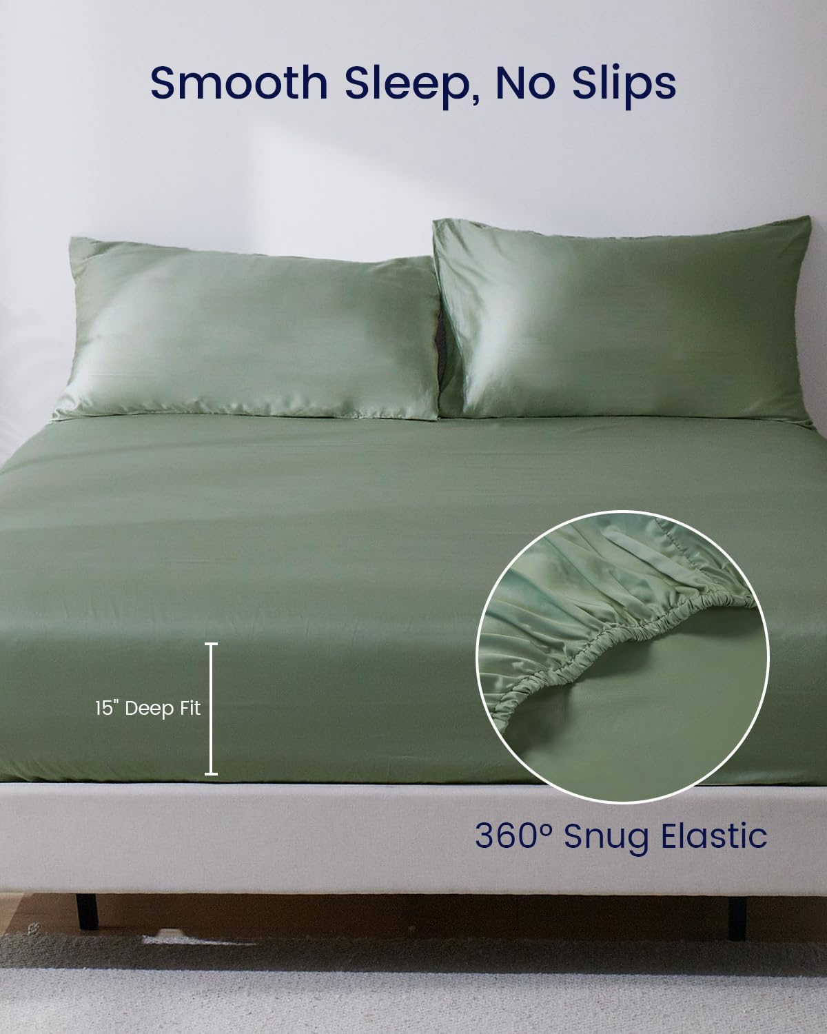 ZonLi 100 Rayon Derived from Bamboo Cooling Fitted Sheet King Size for Hot Sleeper 76quotx80quot Blue AshesAurora Green