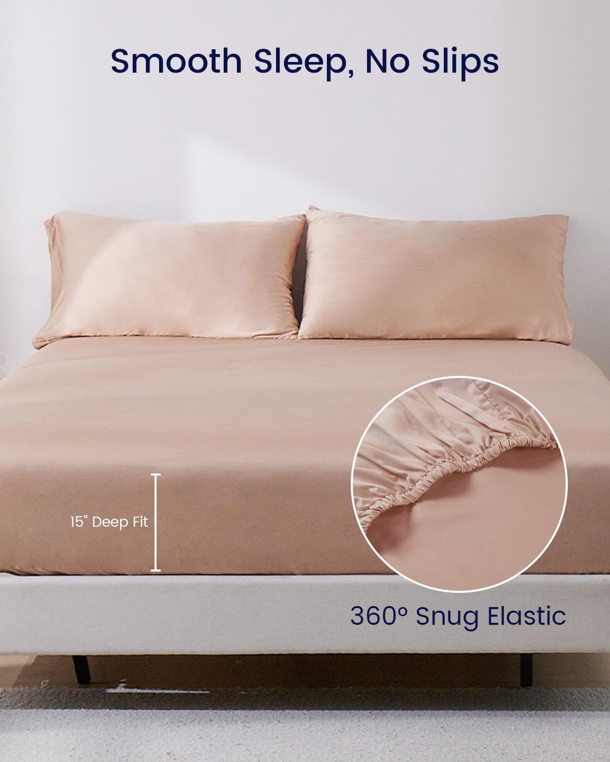 ZonLi 100 Rayon Derived from Bamboo Cooling Fitted Sheet King Size for Hot Sleeper 76quotx80quot Blue AshesCameo Rose
