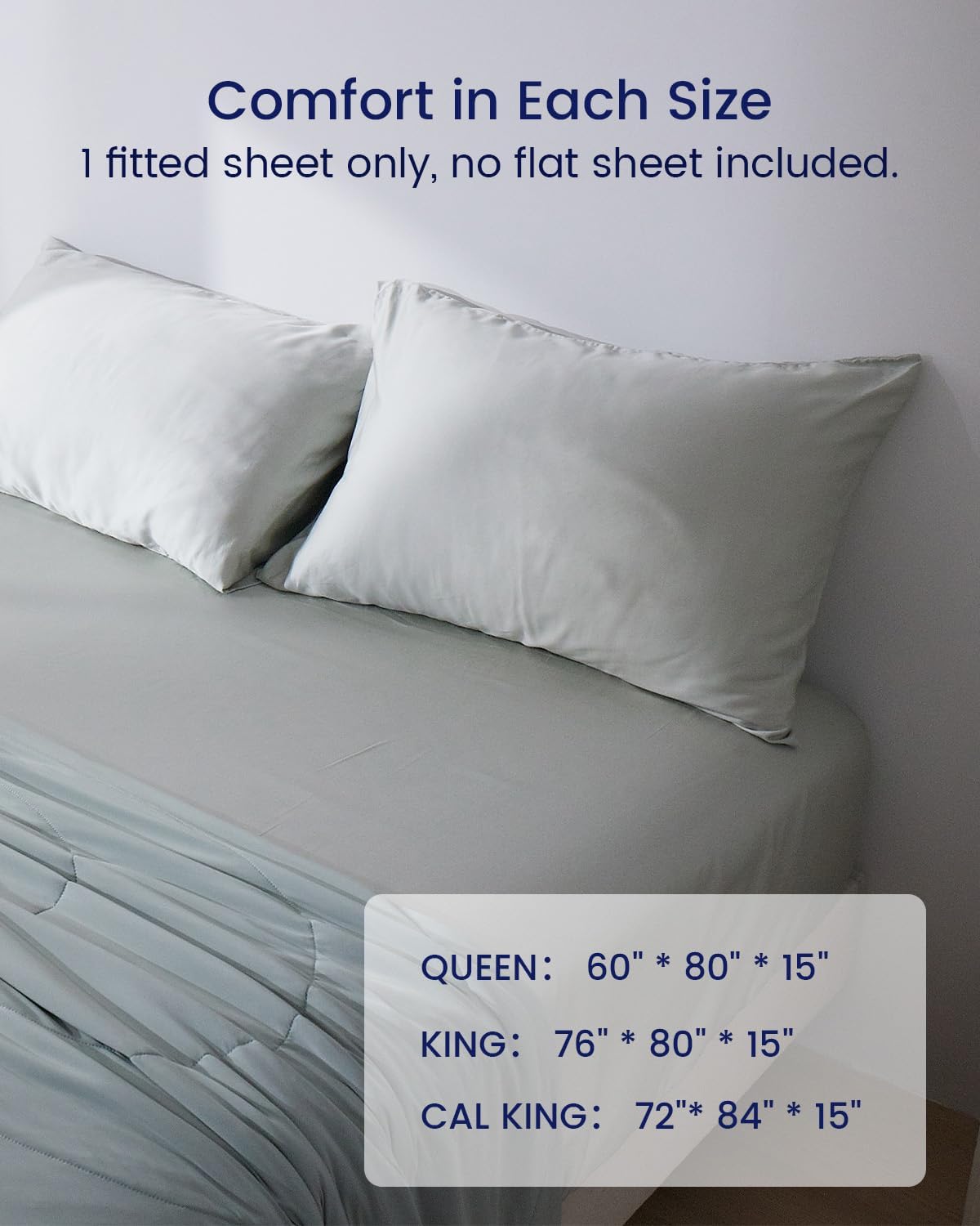 ZonLi 100 Rayon Derived from Bamboo Cooling Fitted Sheet King Size for Hot Sleeper 76quotx80quot Blue AshesIceberg Green