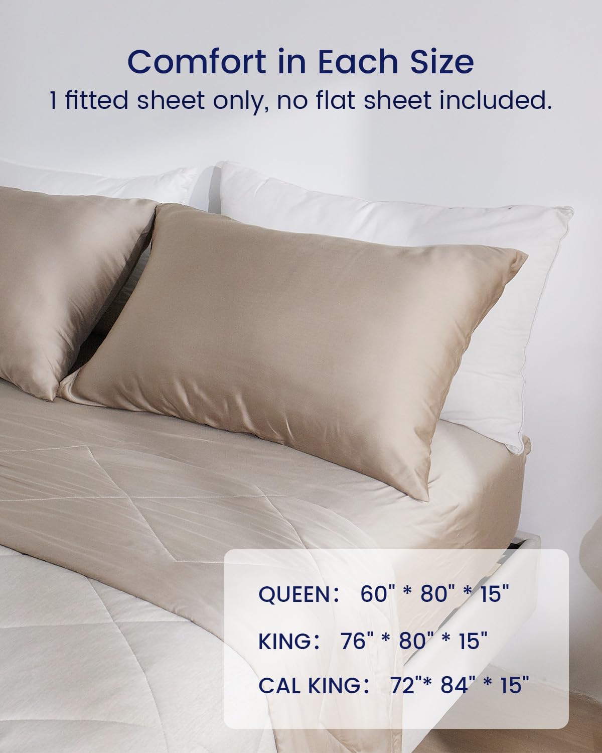 ZonLi 100 Rayon Derived from Bamboo Cooling Fitted Sheet King Size for Hot Sleeper 76quotx80quot Blue AshesRustic Brown