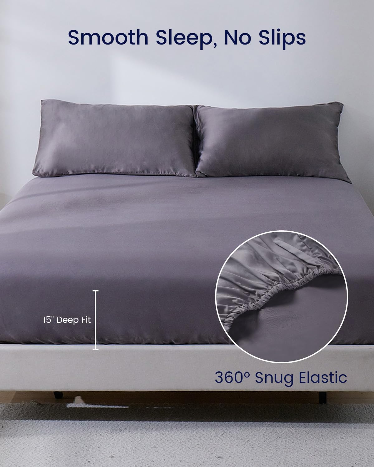 ZonLi 100 Rayon Derived from Bamboo Cooling Fitted Sheet King Size for Hot Sleeper 76quotx80quot Blue AshesSierra Gray