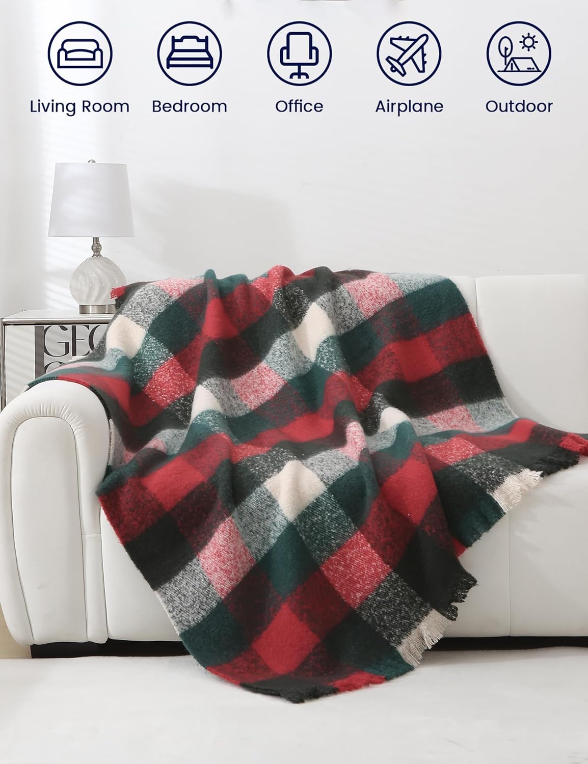 ZonLi Brown Throw Blanket 50quot x 60quot Fall Decorative Classic Blankets with Tassel for Couch Bed Sofa Chair Outdoor Cozy Warm Lightweight Blankets BrownChristmas Red