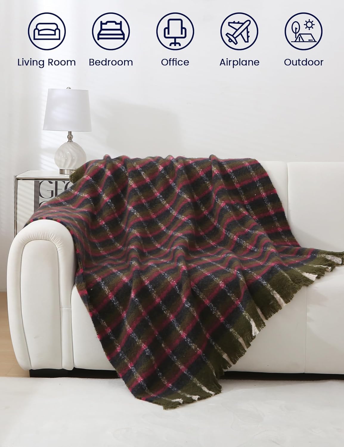 ZonLi Brown Throw Blanket 50quot x 60quot Fall Decorative Classic Blankets with Tassel for Couch Bed Sofa Chair Outdoor Cozy Warm Lightweight Blankets BrownChristmas Green