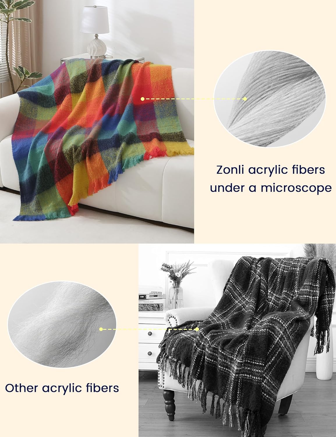 ZonLi Brown Throw Blanket 50quot x 60quot Fall Decorative Classic Blankets with Tassel for Couch Bed Sofa Chair Outdoor Cozy Warm Lightweight Blankets BrownChristmas Colorful