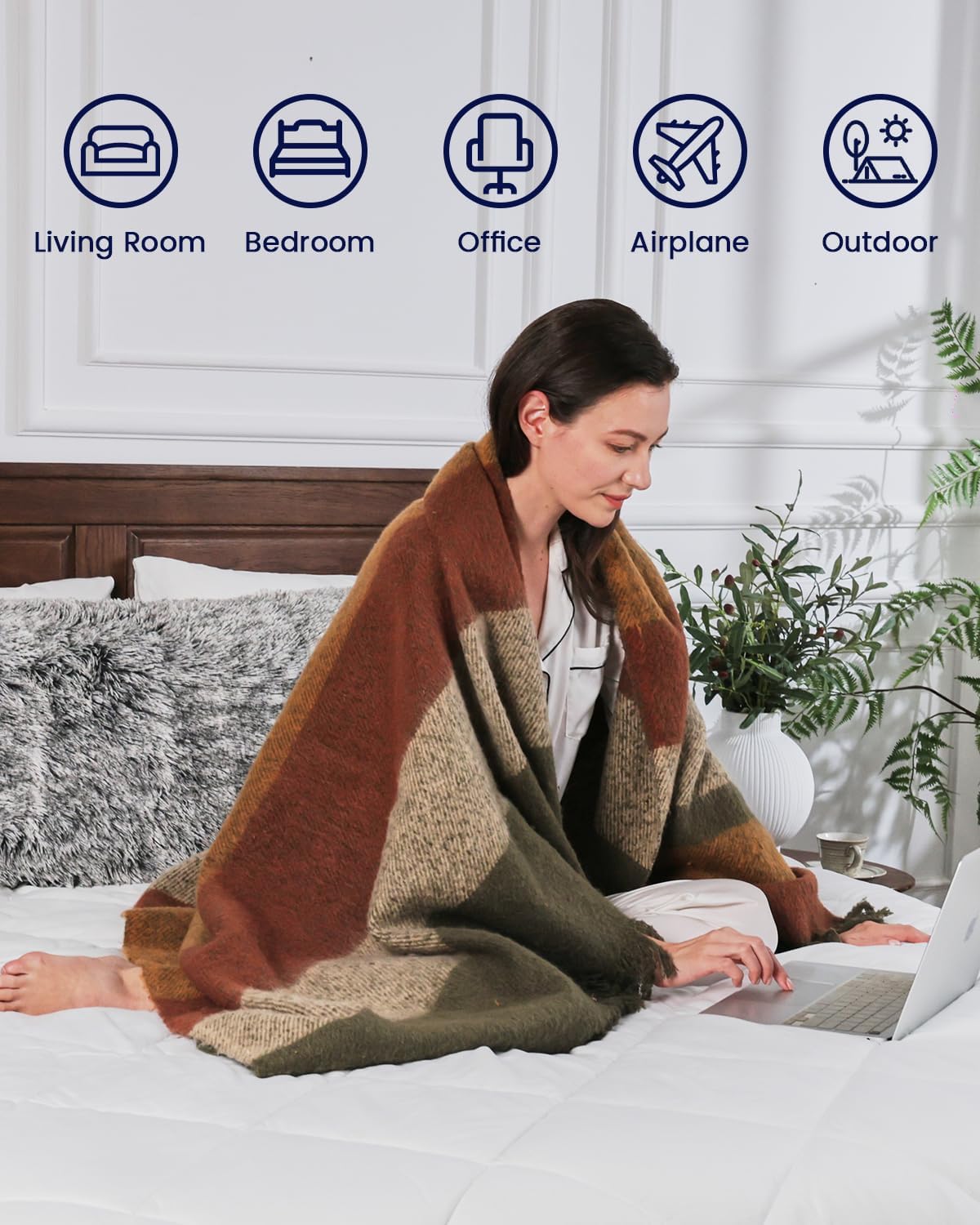 ZonLi Brown Throw Blanket 50quot x 60quot Fall Decorative Classic Blankets with Tassel for Couch Bed Sofa Chair Outdoor Cozy Warm Lightweight Blankets BrownBrown Yellow