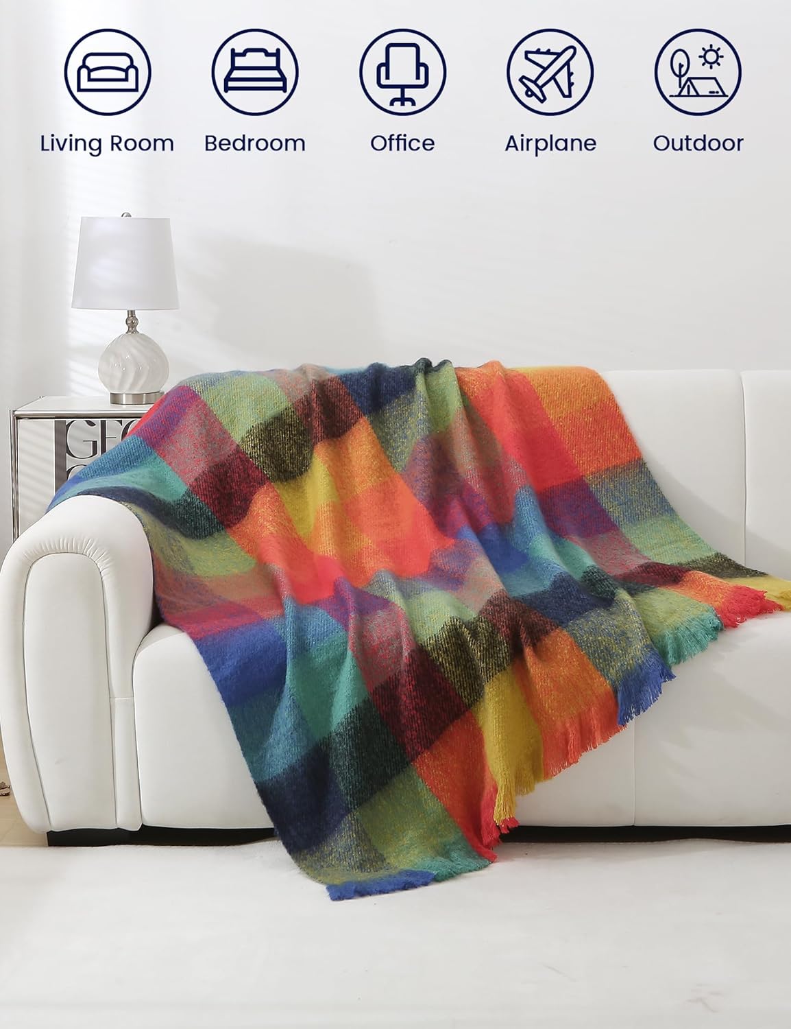ZonLi Brown Throw Blanket 50quot x 60quot Fall Decorative Classic Blankets with Tassel for Couch Bed Sofa Chair Outdoor Cozy Warm Lightweight Blankets BrownChristmas Colorful