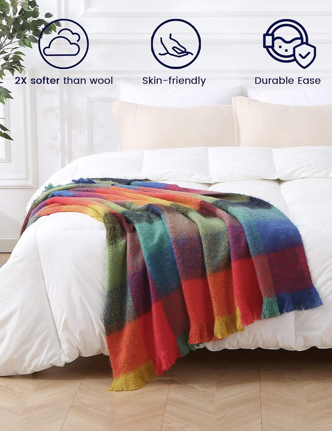 ZonLi Brown Throw Blanket 50quot x 60quot Fall Decorative Classic Blankets with Tassel for Couch Bed Sofa Chair Outdoor Cozy Warm Lightweight Blankets BrownChristmas Colorful