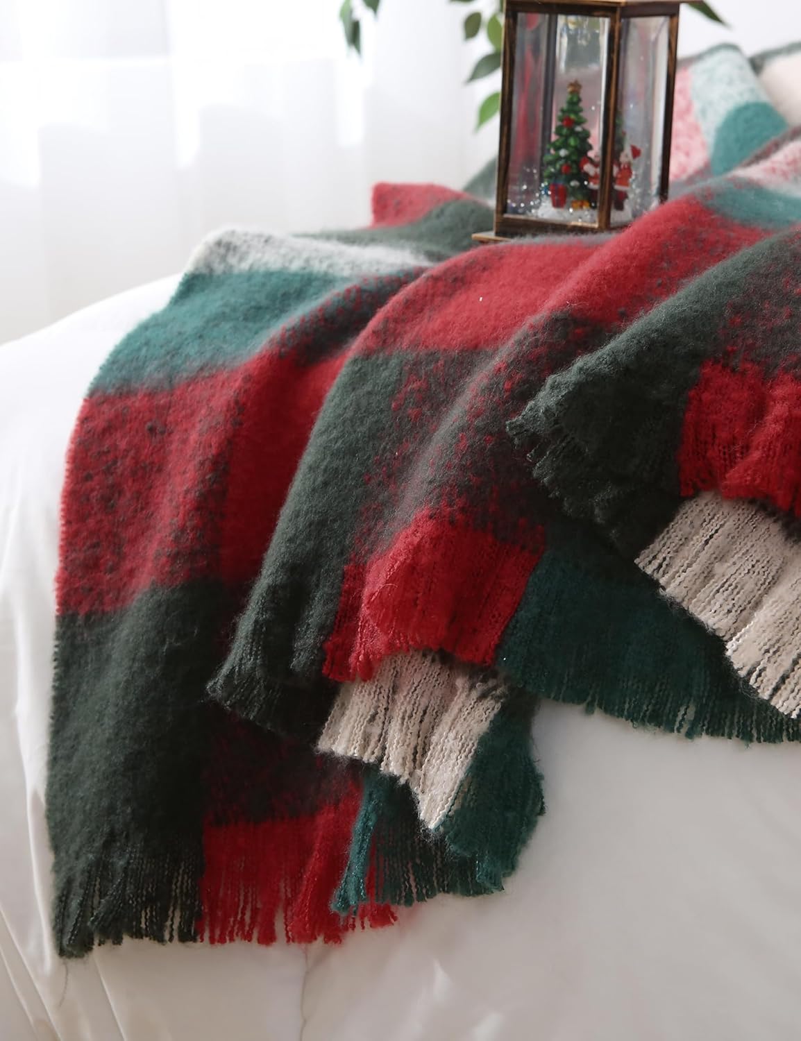 ZonLi Brown Throw Blanket 50quot x 60quot Fall Decorative Classic Blankets with Tassel for Couch Bed Sofa Chair Outdoor Cozy Warm Lightweight Blankets BrownChristmas Red