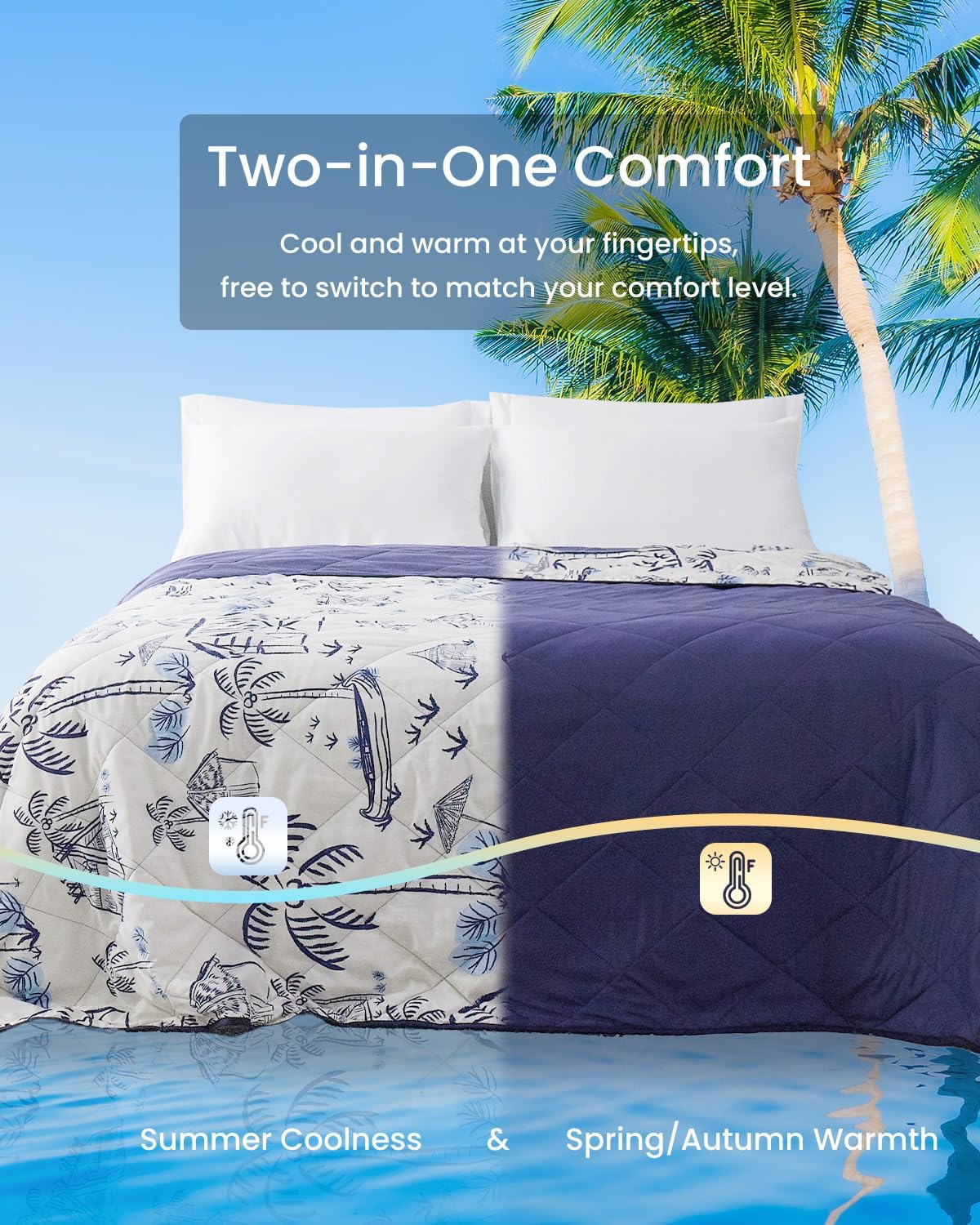ZonLi Cooling Blanket for Hot Sleepers ampamp Night Sweats  Lightweight King Size Cooling Blanket  QMax ampgt04  Stay Cool All NightBeachside Village 90quotx108quotBeachside Village