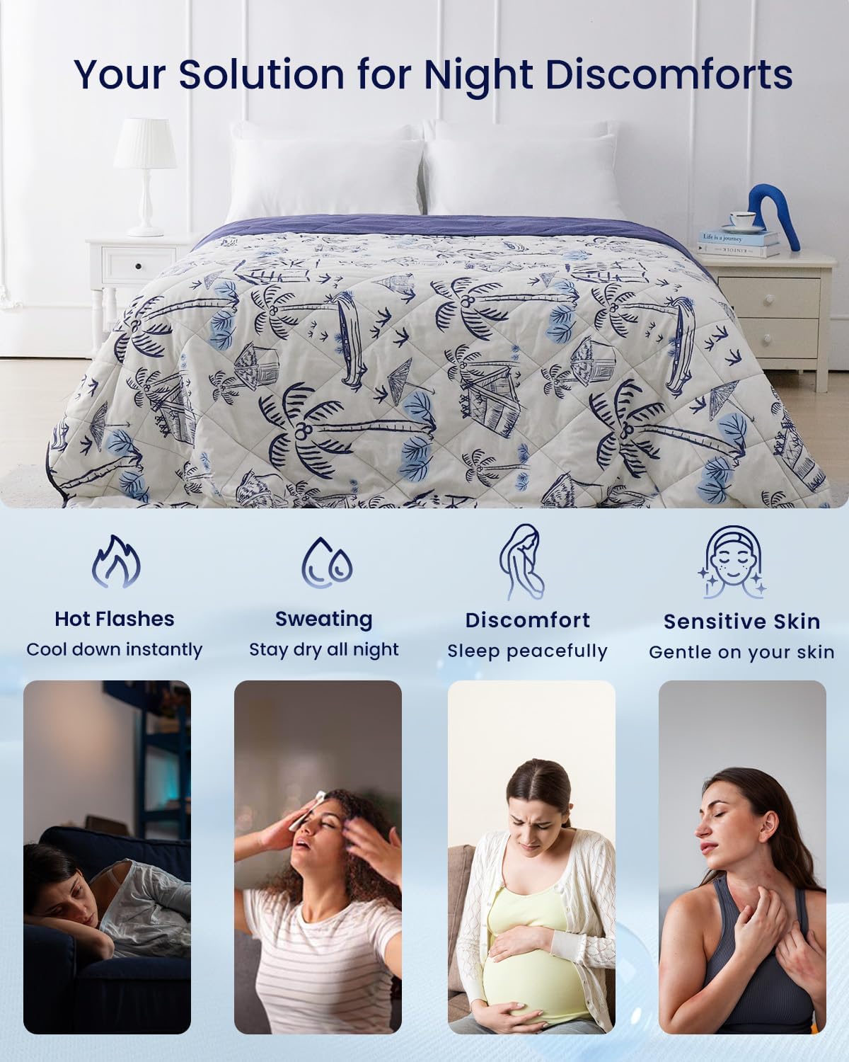 ZonLi Cooling Blanket for Hot Sleepers ampamp Night Sweats  Lightweight King Size Cooling Blanket  QMax ampgt04  Stay Cool All NightBeachside Village 90quotx108quotBeachside Village