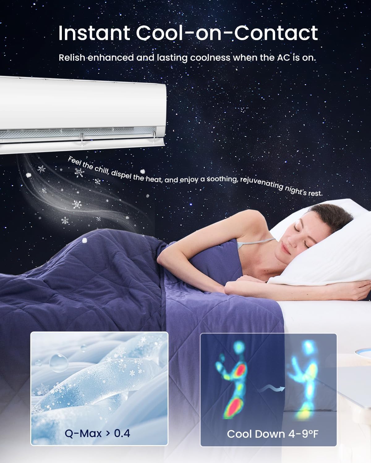 ZonLi Cooling Blanket for Hot Sleepers ampamp Night Sweats  Lightweight King Size Cooling Blanket  QMax ampgt04  Stay Cool All NightBeachside Village 90quotx108quotDark Purple