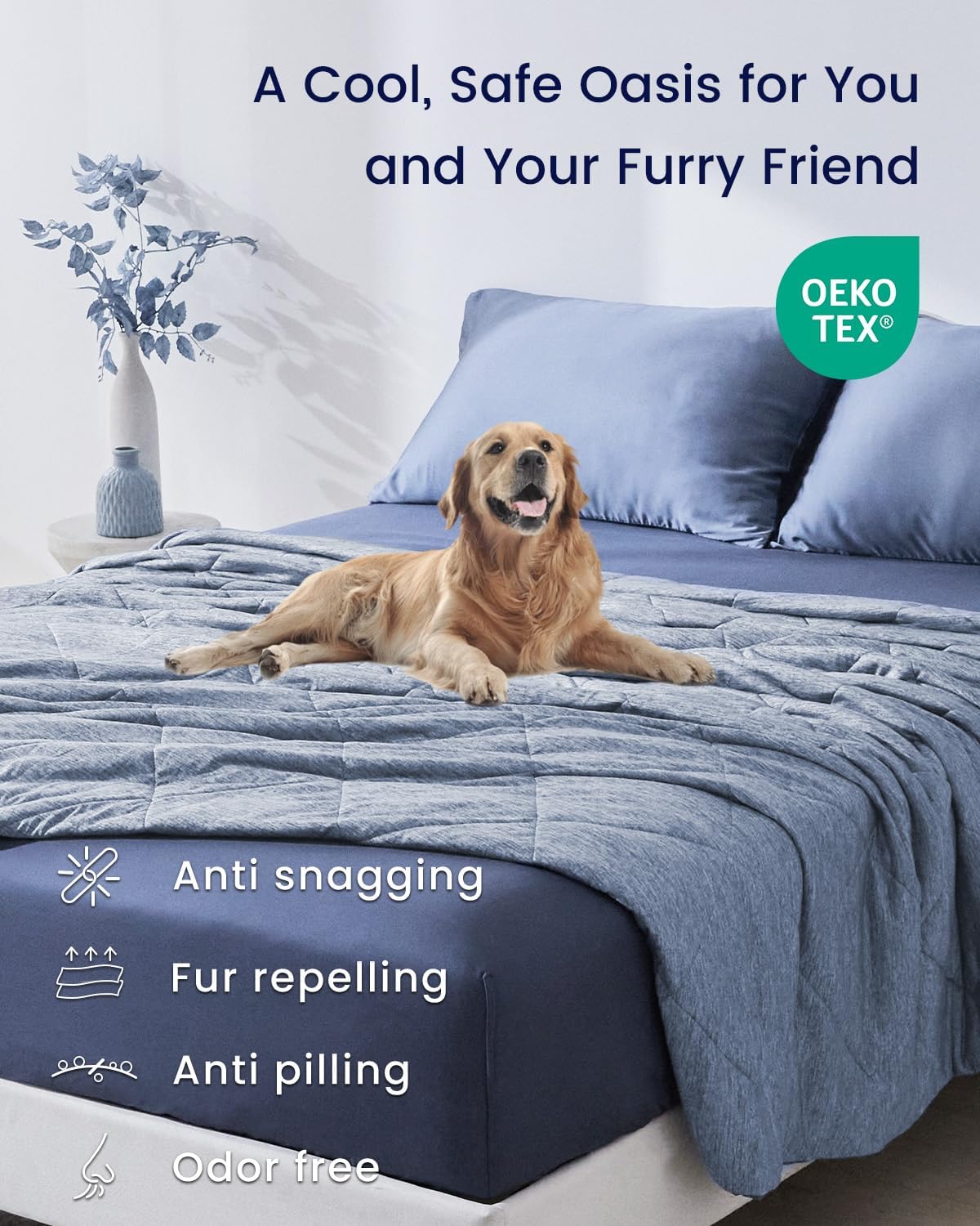 ZonLi Cooling Blanket for Hot Sleepers ampamp Night Sweats  Lightweight King Size Cooling Blanket  QMax ampgt04  Stay Cool All NightBeachside Village 90quotx108quotMixed Blue