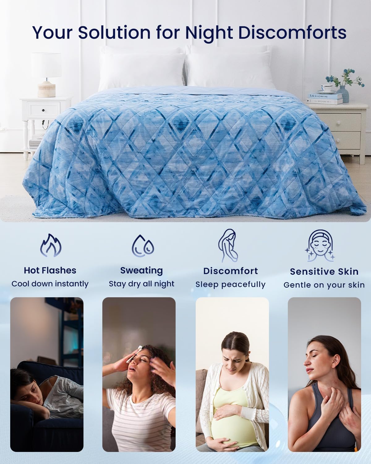 ZonLi Cooling BlanketKing Size Cooling Blanket with Breathable Fabric QMaxampgt04 Perfect for Hot Sleepers Relief from Night Sweats and Insomnia Ideal for Summer ampamp Warm ClimateRhombus Lattice