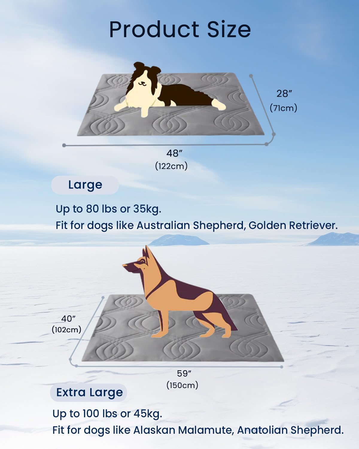 ZonLi Dog Cooling Mat 36quot x 23quotMedium Cooling Pad Reversible Cool ampamp Warm Pet Cool Mats for Dog and Cat use in Crate Kennel Bed Sofa Machine Washable Durable NonGel Glacial GreyPolar Grey