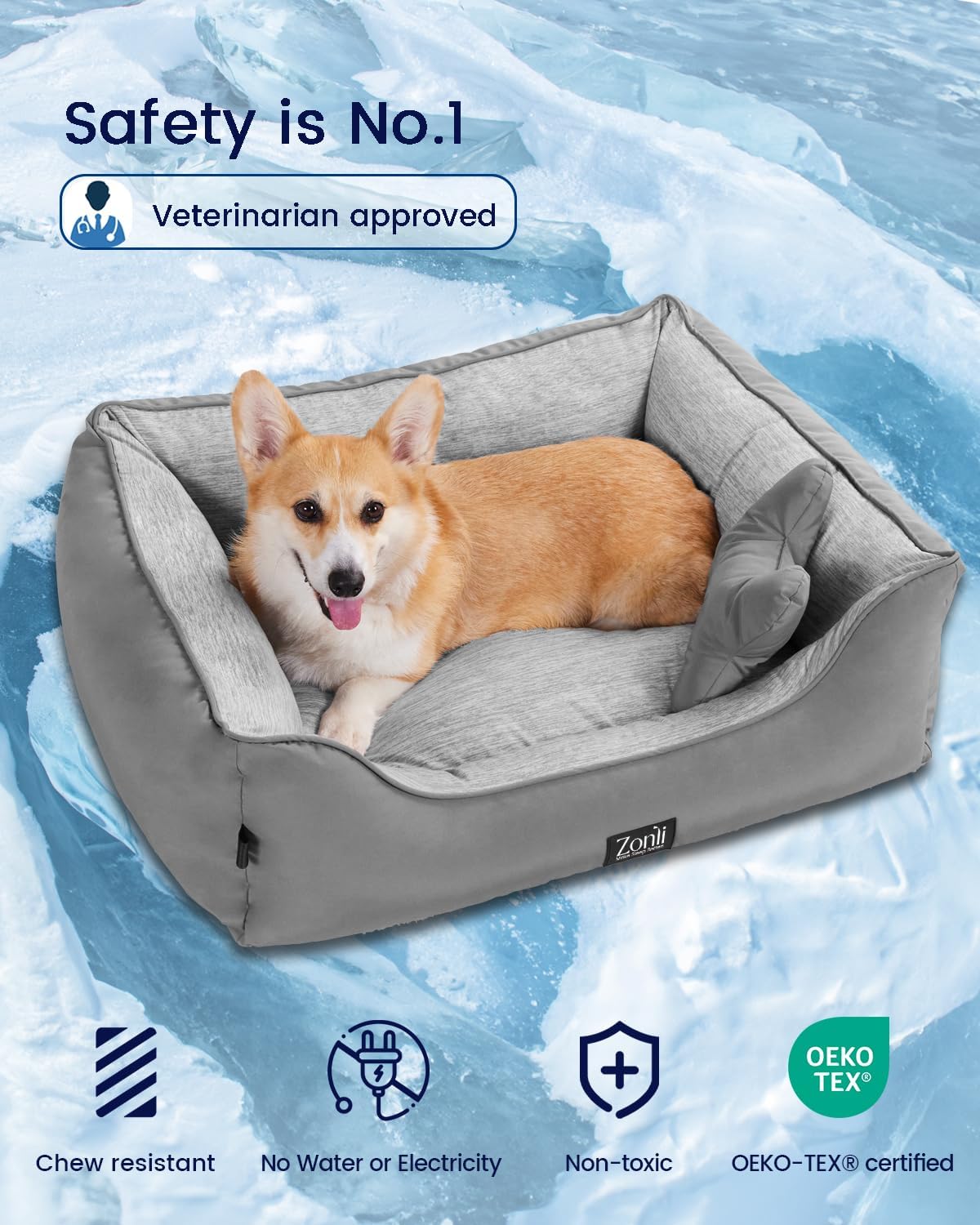 ZonLi Dog Cooling Mat 36quot x 23quotMedium Cooling Pad Reversible Cool ampamp Warm Pet Cool Mats for Dog and Cat use in Crate Kennel Bed Sofa Machine Washable Durable NonGel Glacial GreyGrey