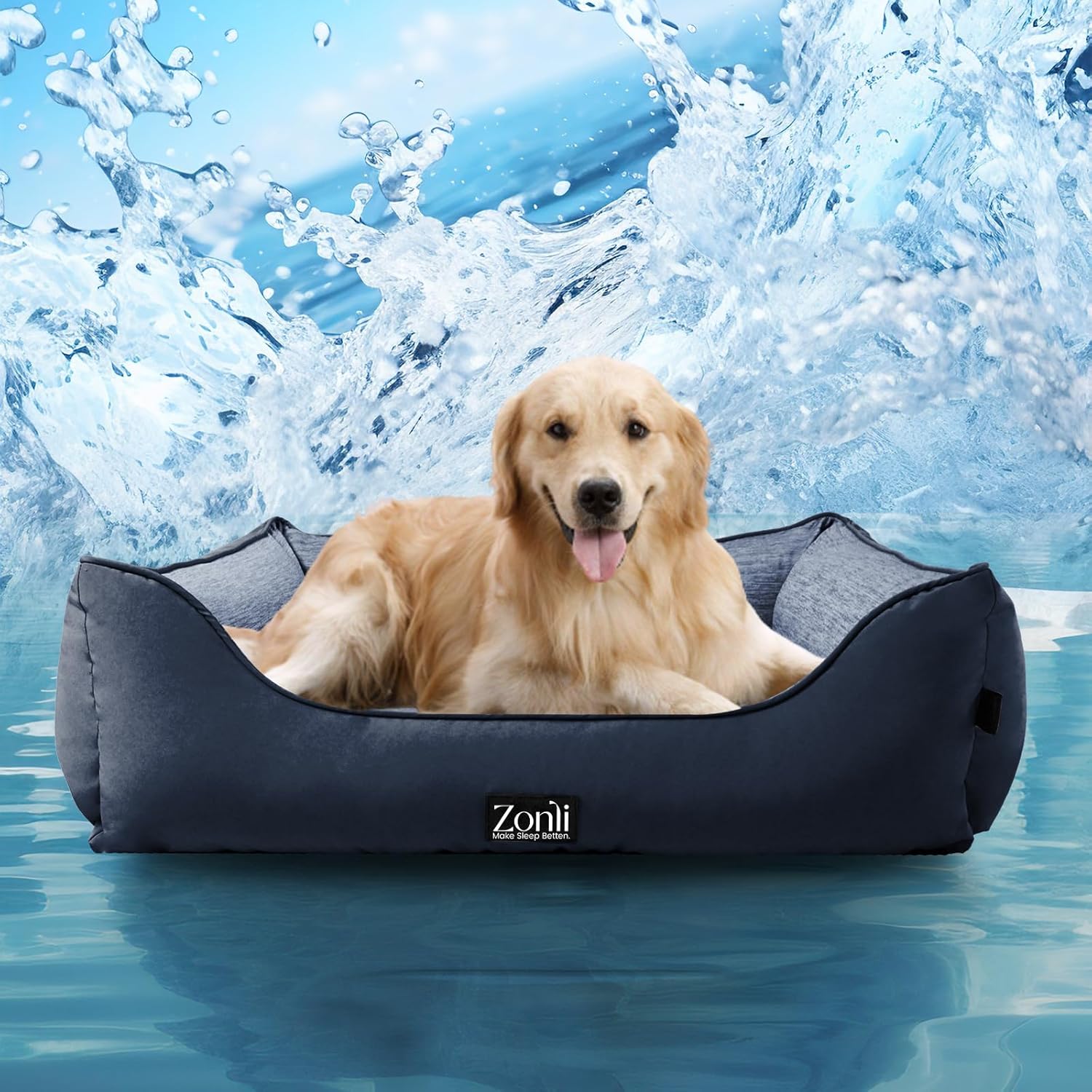 ZonLi Dog Cooling Mat 36quot x 23quotMedium Cooling Pad Reversible Cool ampamp Warm Pet Cool Mats for Dog and Cat use in Crate Kennel Bed Sofa Machine Washable Durable NonGel Glacial GreyNavy Blue