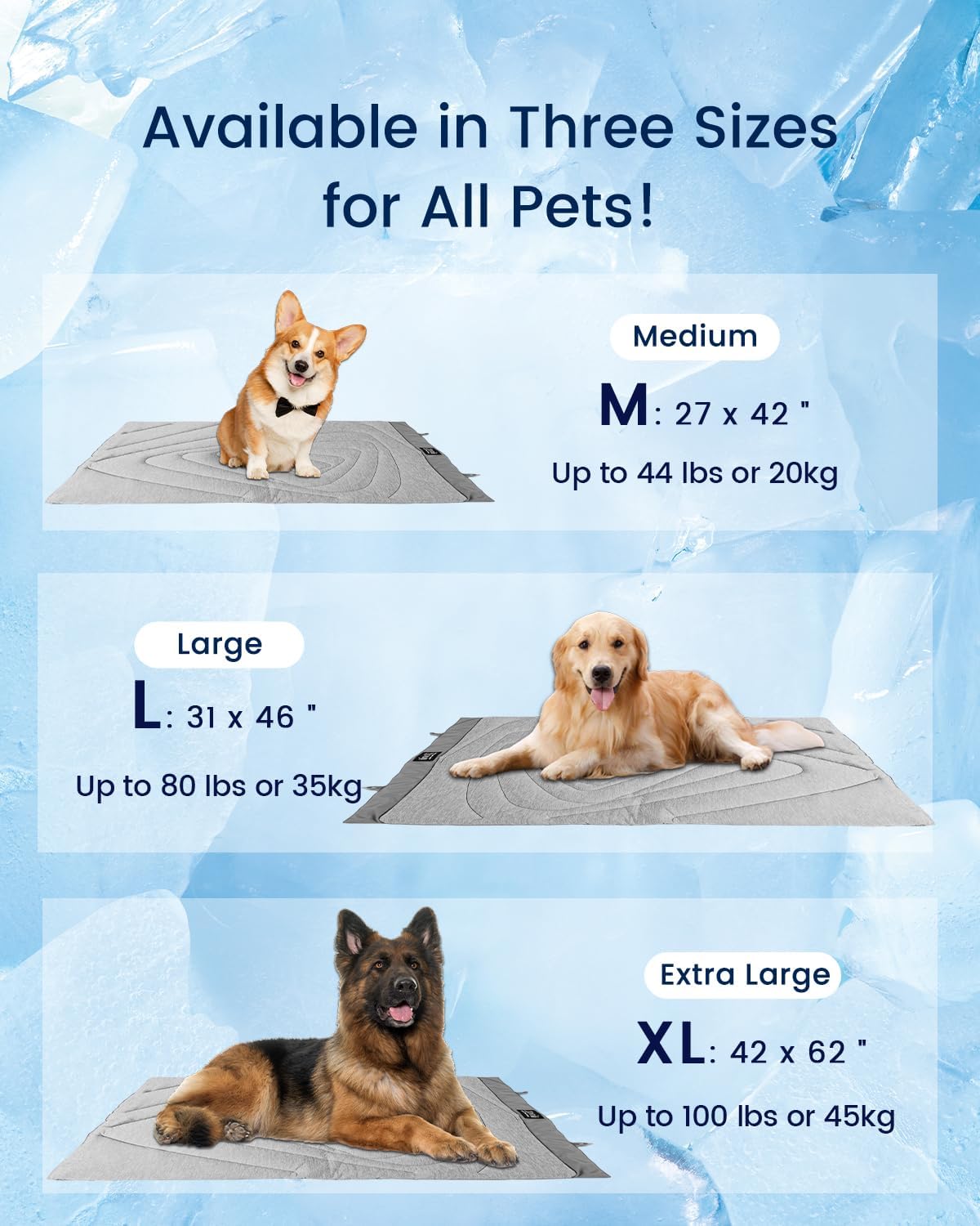 ZonLi Dog Cooling Mat 36quot x 23quotMedium Cooling Pad Reversible Cool ampamp Warm Pet Cool Mats for Dog and Cat use in Crate Kennel Bed Sofa Machine Washable Durable NonGel Glacial GreyPebble Gray