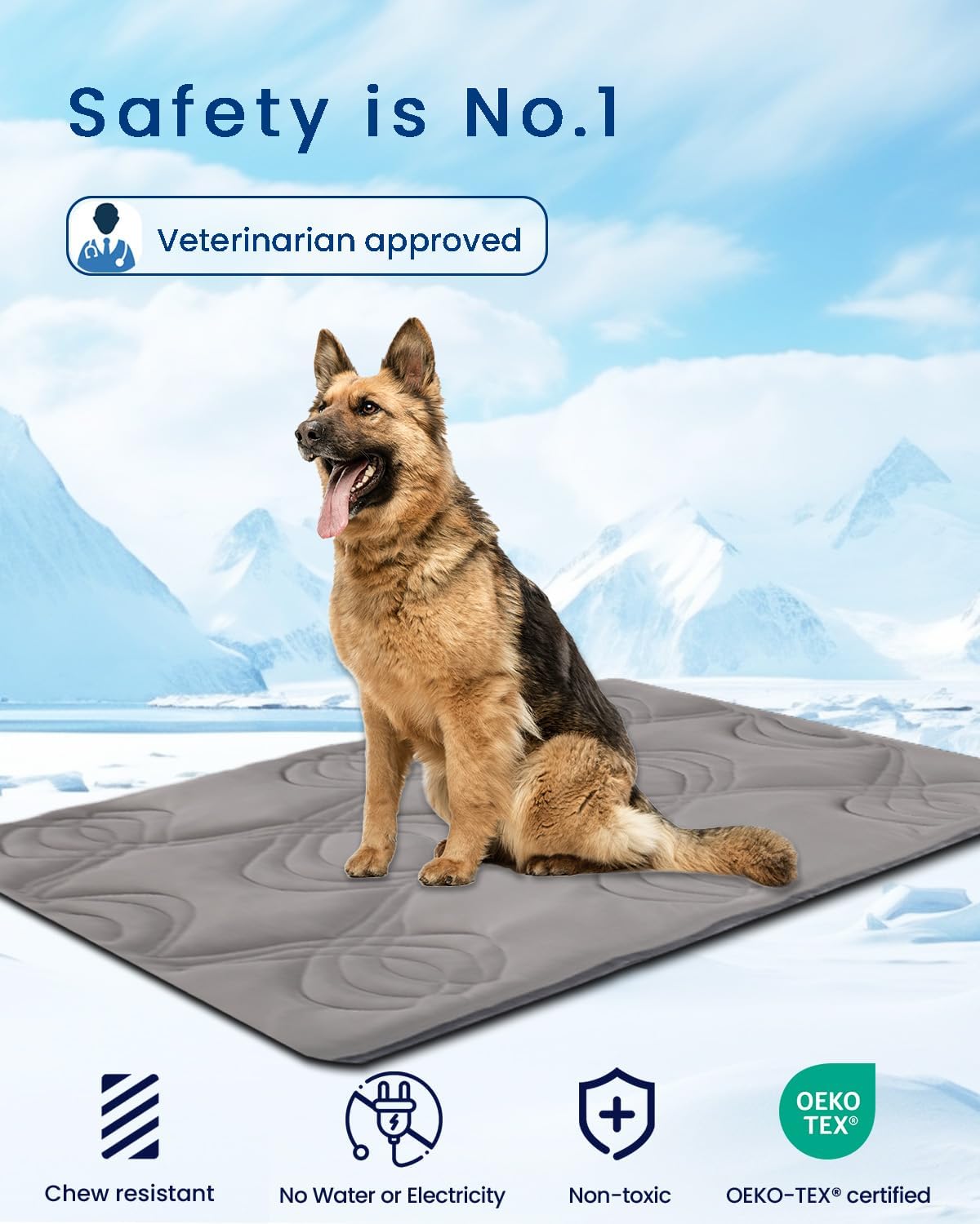 ZonLi Dog Cooling Mat 36quot x 23quotMedium Cooling Pad Reversible Cool ampamp Warm Pet Cool Mats for Dog and Cat use in Crate Kennel Bed Sofa Machine Washable Durable NonGel Glacial GreyPolar Grey