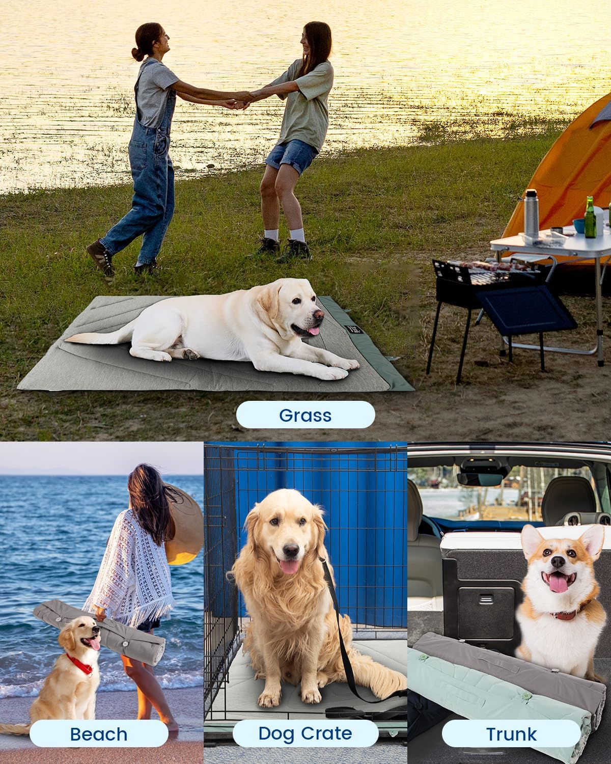 ZonLi Dog Cooling Mat 36quot x 23quotMedium Cooling Pad Reversible Cool ampamp Warm Pet Cool Mats for Dog and Cat use in Crate Kennel Bed Sofa Machine Washable Durable NonGel Glacial GreyPebble Gray