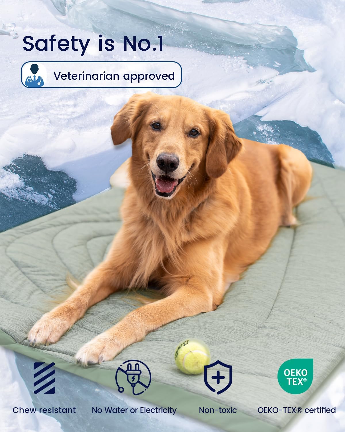 ZonLi Dog Cooling Mat 36quot x 23quotMedium Cooling Pad Reversible Cool ampamp Warm Pet Cool Mats for Dog and Cat use in Crate Kennel Bed Sofa Machine Washable Durable NonGel Glacial GreySage Green
