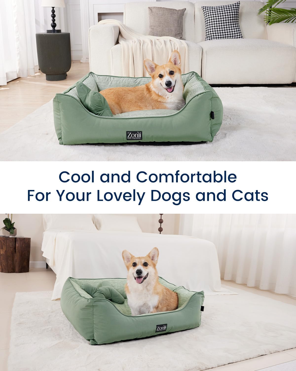 ZonLi Dog Cooling Mat 59quot x 40quotExtra Large Cooling Pad Reversible Cool ampamp Warm Pet Cool Mats for Dog and Cat use in Crate Kennel Bed Sofa Machine Washable NonGel Glacial GreyGreen