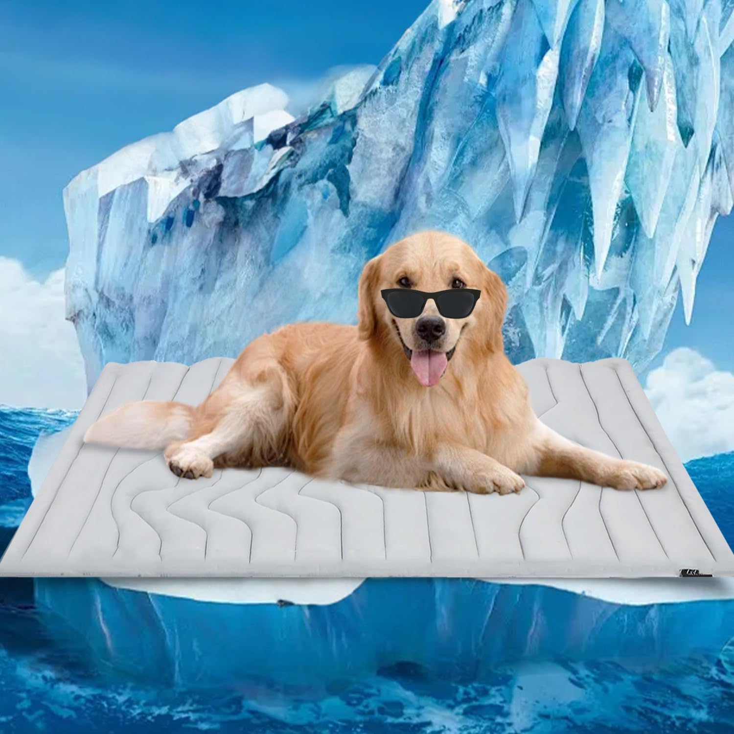 ZonLi Dog Cooling Mat 59quot x 40quotExtra Large Cooling Pad for Dog with Premium Silicone Pet Cooling Mats Reversible Cool ampamp Warm for Crate Kennel Sofa Bed Washable Durable Polar GreyGlacial Grey