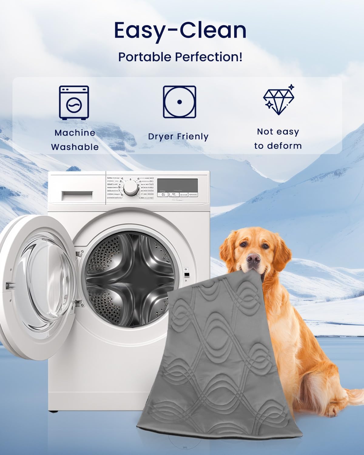 ZonLi Dog Cooling Mat 59quot x 40quotExtra Large Cooling Pad for Dog with Premium Silicone Pet Cooling Mats Reversible Cool ampamp Warm for Crate Kennel Sofa Bed Washable Durable Polar GreyPolar Grey
