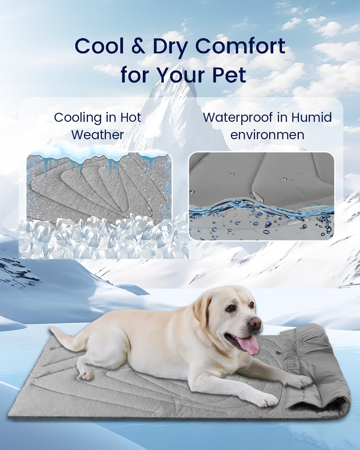 ZonLi Dog Cooling Mat 59quot x 40quotExtra Large Cooling Pad for Dog with Premium Silicone Pet Cooling Mats Reversible Cool ampamp Warm for Crate Kennel Sofa Bed Washable Durable Polar GreyPebble Gray