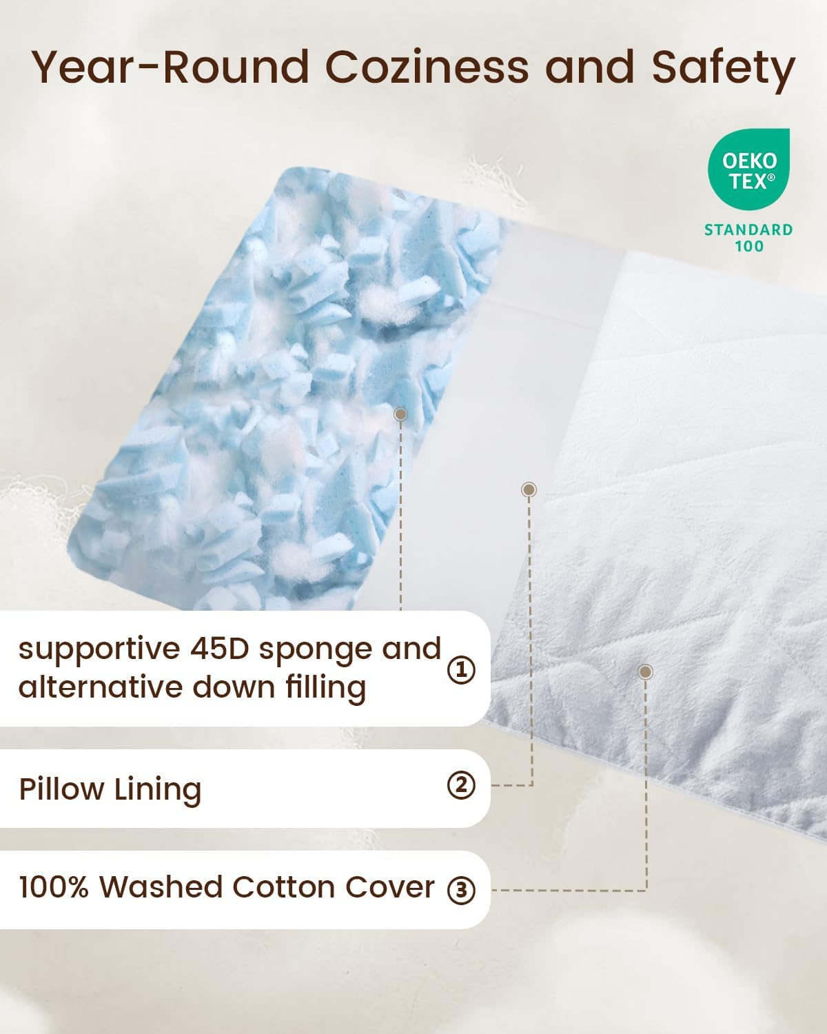 ZonLi Fluffy Body Pillow Full Body Pillows for Adults Long Pillow for Sleeping with Removable Cover and Adjustable Filling for Side Sleeper ampamp PregnancyLarge and Firm Pillow Machine WashableGreyLinen White