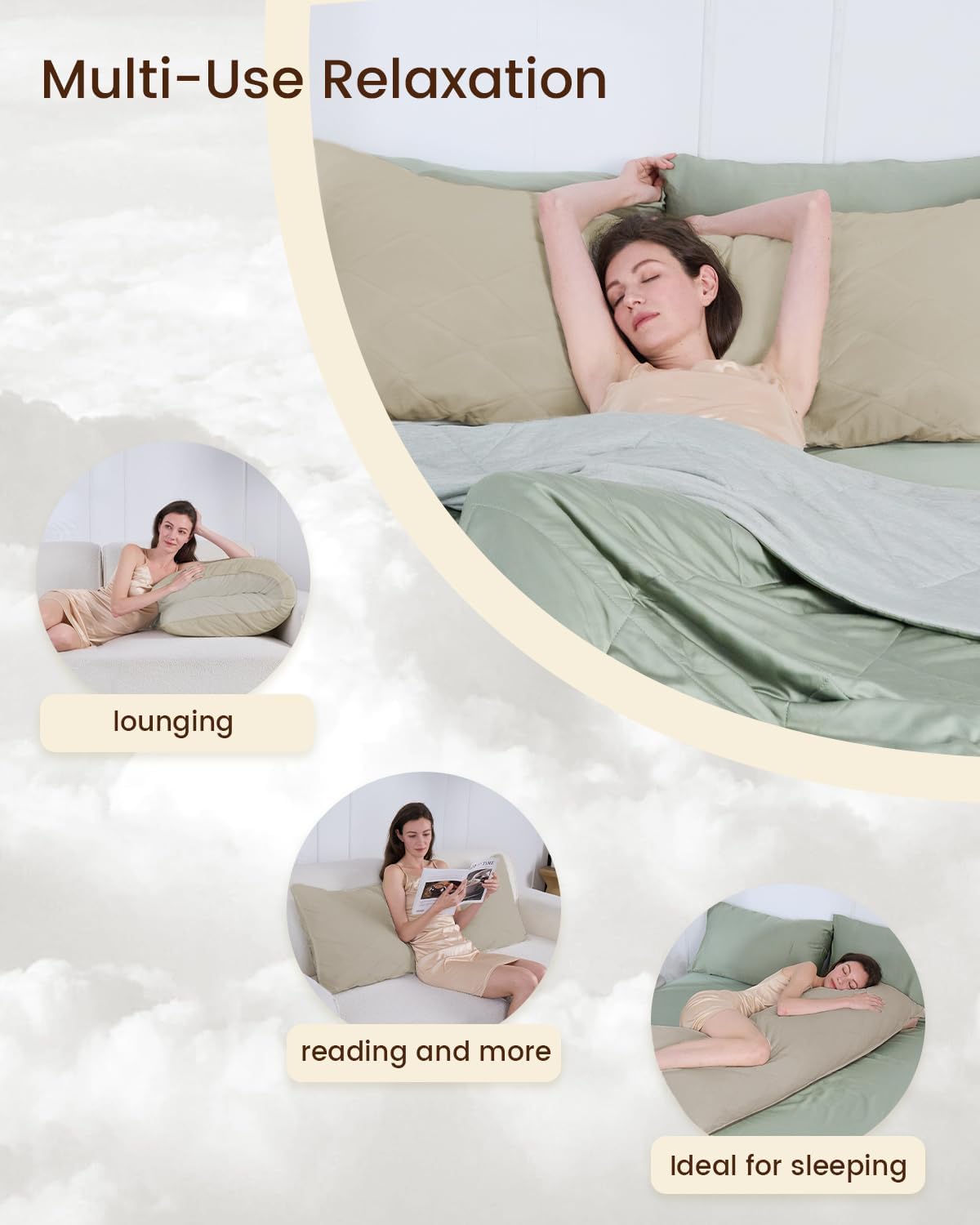 ZonLi Fluffy Body Pillow Full Body Pillows for Adults Long Pillow for Sleeping with Removable Cover and Adjustable Filling for Side Sleeper ampamp PregnancyLarge and Firm Pillow Machine WashableGreySandstone Beige