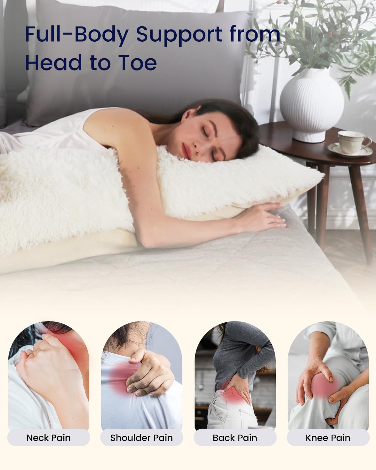 ZonLi Fluffy Body Pillow Full Body Pillows for Adults Long Pillow for Sleeping with Removable Cover and Adjustable Filling for Side Sleeper ampamp PregnancyLarge and Firm Pillow Machine WashableGreyWhite