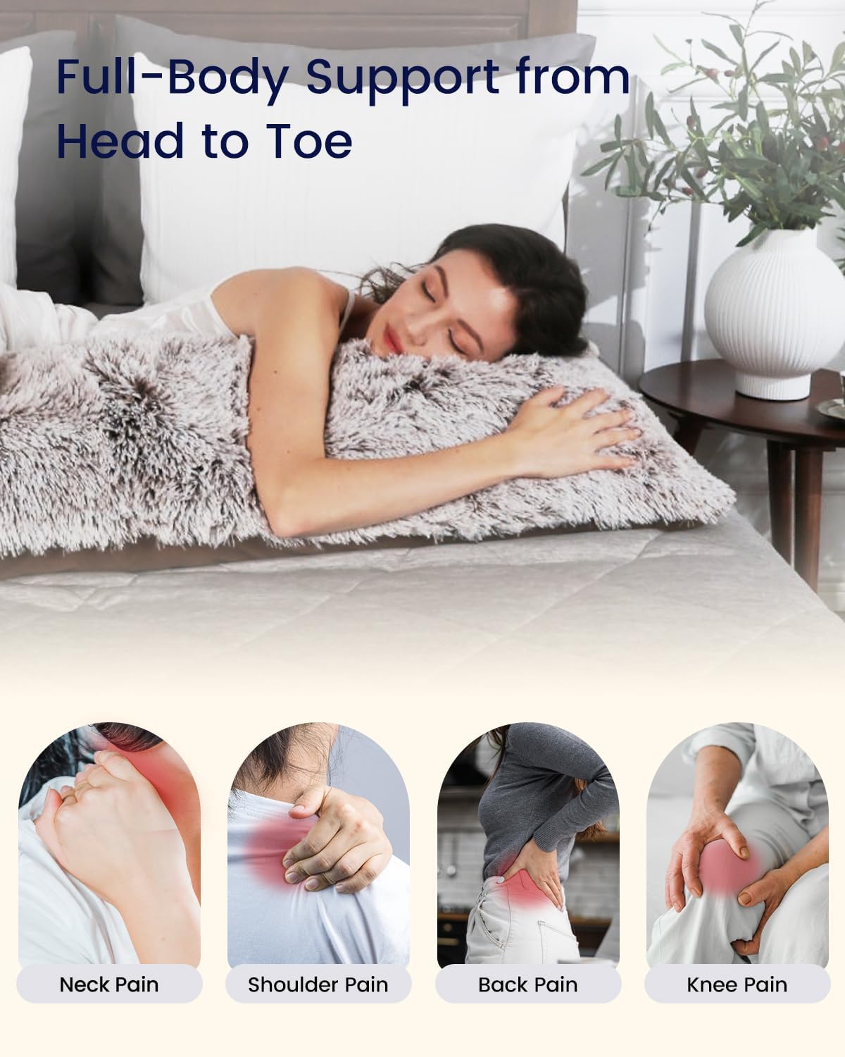 ZonLi Fluffy Body Pillow Full Body Pillows for Adults Long Pillow for Sleeping with Removable Cover and Adjustable Filling for Side Sleeper ampamp PregnancyLarge and Firm Pillow Machine WashableGreyCoffee