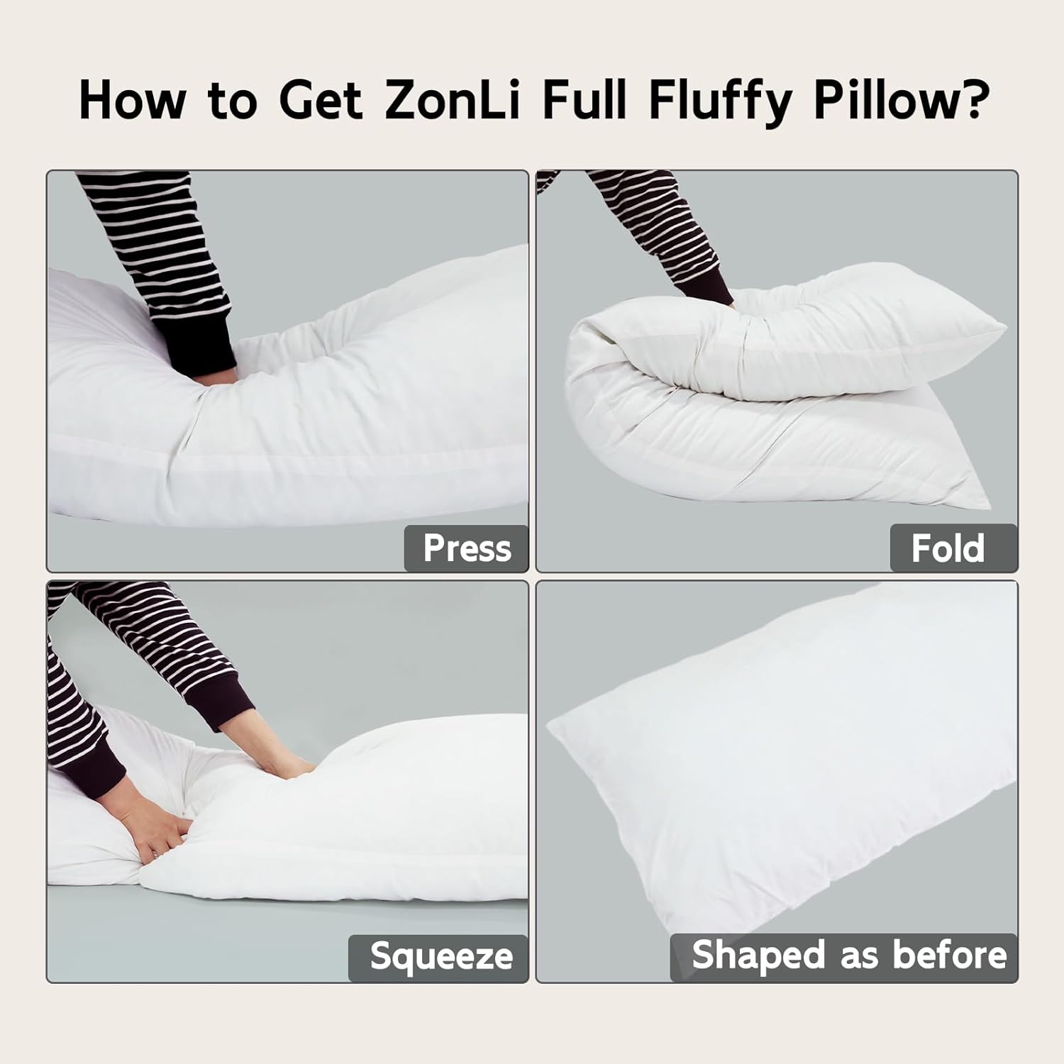 ZonLi Fluffy Body Pillow Full Body Pillows for Adults Long Pillow for Sleeping with Removable Cover and Adjustable Filling for Side Sleeper ampamp PregnancyLarge and Firm Pillow Machine WashableGreyCoffee