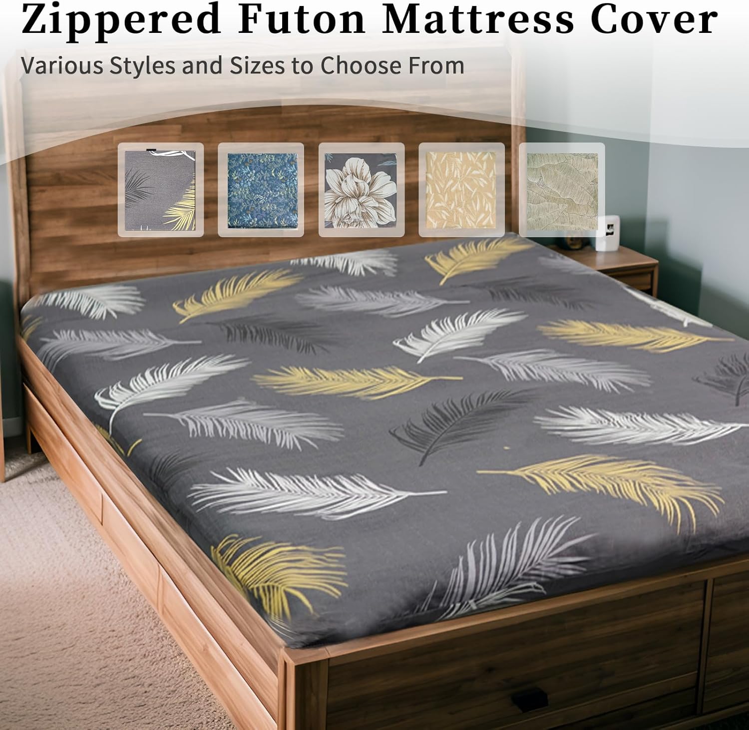 ZonLi Futon Mattress Cover Full Size for Traditional Japanese Floor Futon Mattress with ZipperTatami Floor Sleeping Mat CoverSuper Soft and Machine Washable 54x80 Tropic Leaves