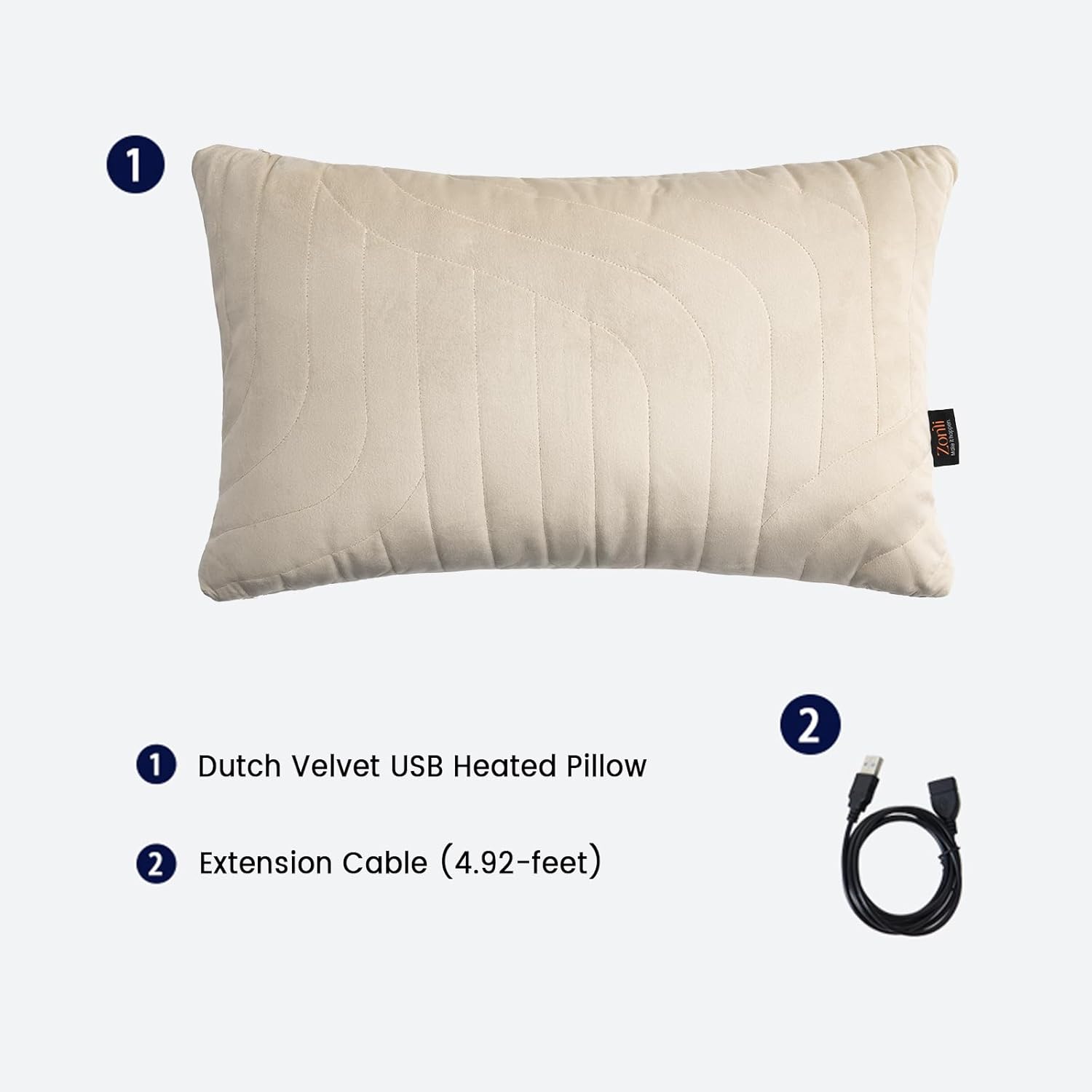 ZonLi Heated Lumbar Support Pillow for Office Chair USB Heated Throw Pillow for Pain Relief Dutch Velvet Heated Back Pillow Couch Cusion 3 Heat Settings Removable and Washable PillowcaseBeige