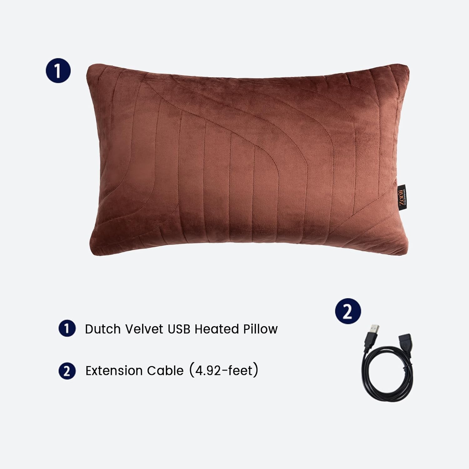 ZonLi Heated Lumbar Support Pillow for Office Chair USB Heated Throw Pillow for Pain Relief Dutch Velvet Heated Back Pillow Couch Cusion 3 Heat Settings Removable and Washable PillowcaseBurgundy
