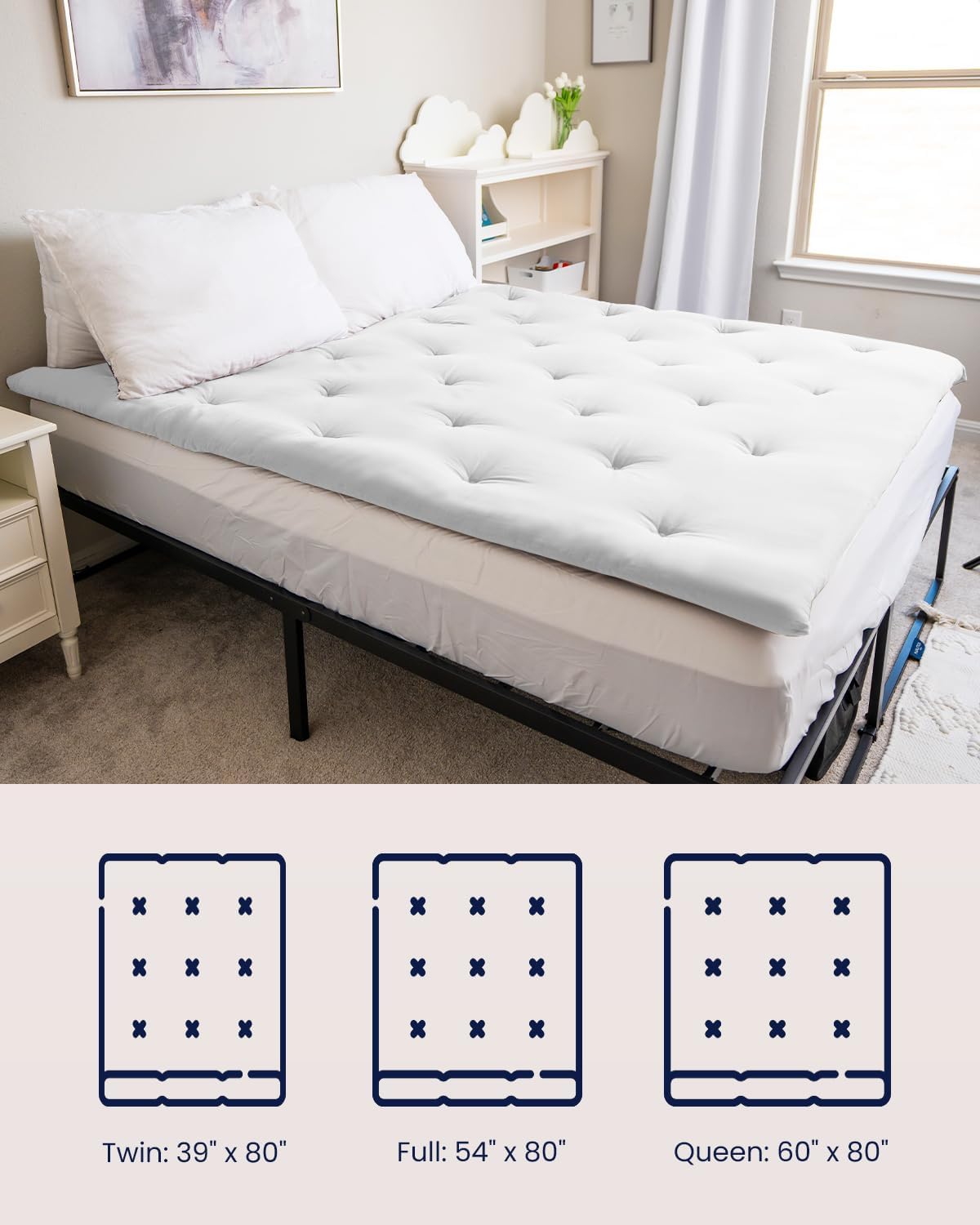 ZonLi Japanese Floor Futon Mattress Full Size 54quotx 80quot100 Cotton 25 Thicken Tatami MattressFoldable Sleeping PadPortable Dormitory Tatami MatRoll Up Floor Lounger Bed for Adult Light GreyWhite