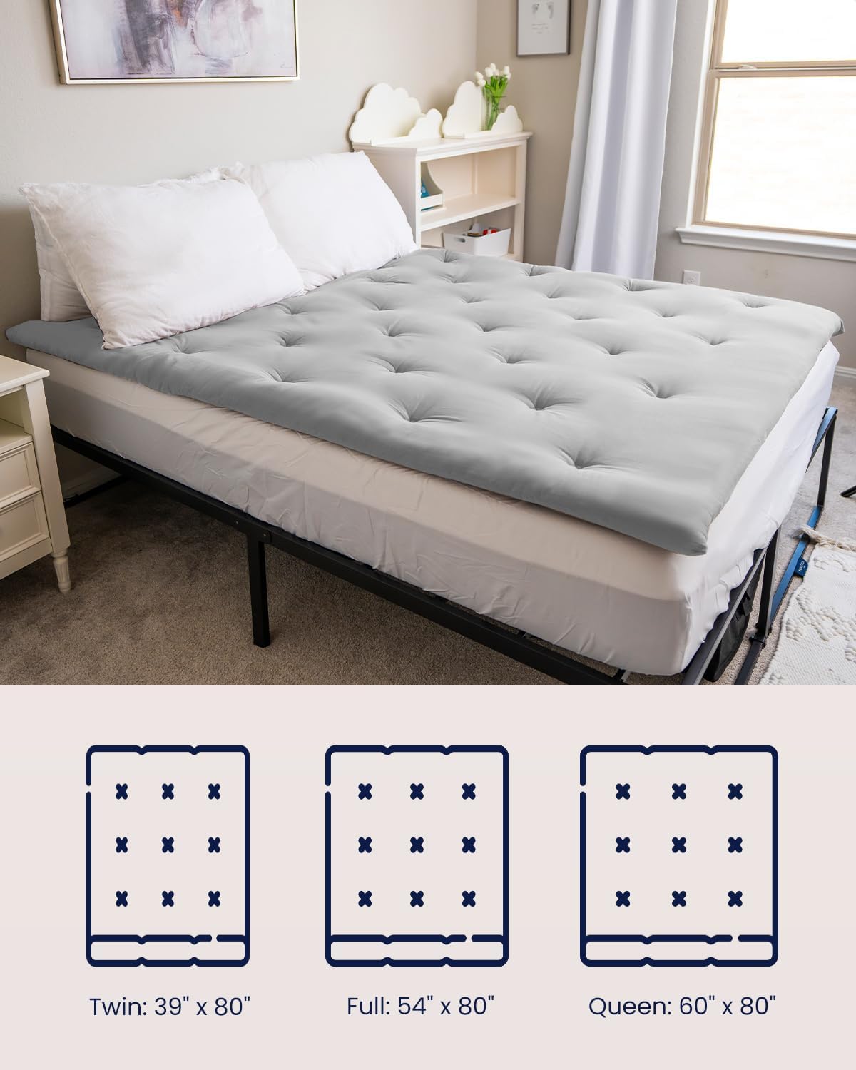 ZonLi Japanese Floor Futon Mattress Full Size 54quotx 80quot100 Cotton 25 Thicken Tatami MattressFoldable Sleeping PadPortable Dormitory Tatami MatRoll Up Floor Lounger Bed for Adult Light GreyLight Grey